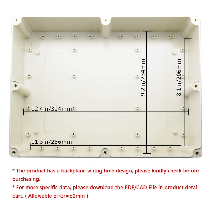 LeMotech Waterproof Dustproof IP65 ABS Plastic Junction Box Universal Electric Project Enclosure Pale Gray 12.6 x 9.45 x 4.33 inch (320 x 240 x 110 mm) - Image 5